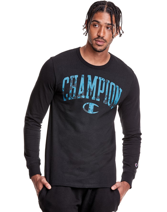 Champion Heritage Long Sleeve Galaxy Dye Arch Logo T-Shirt Heren - Zwart - Belgie 3659NCYHP